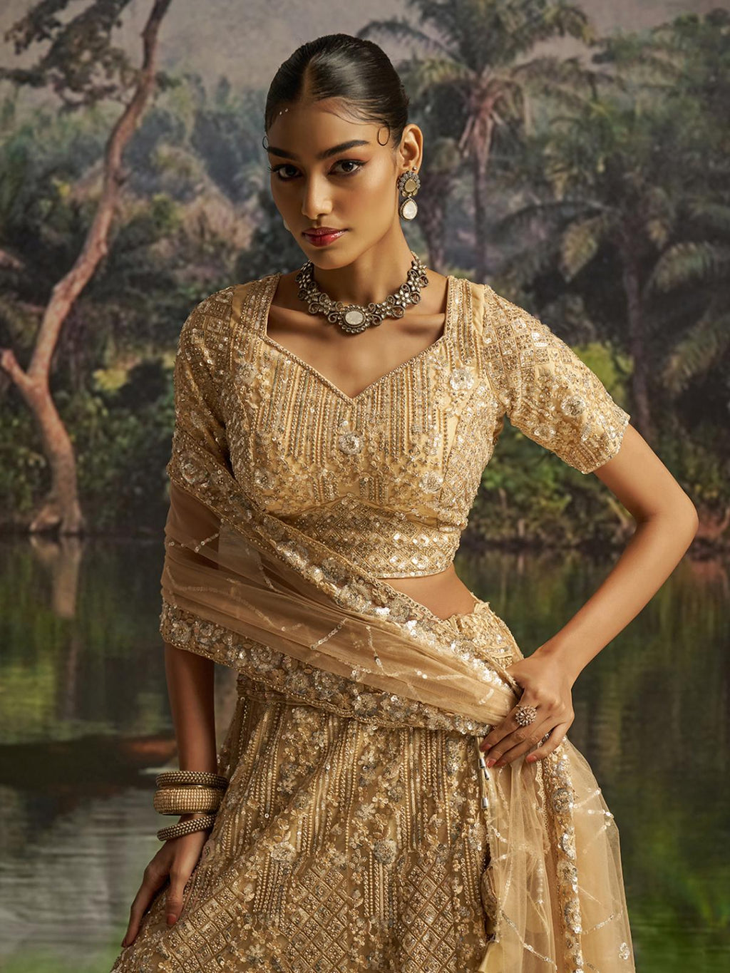 Cream Soft Net Designer Wedding Lehenga Choli