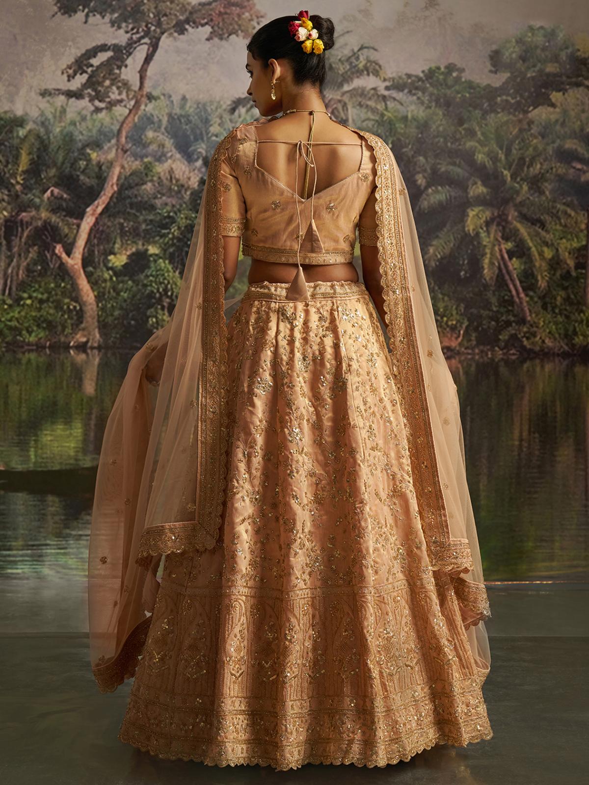 Peach Soft Net Designer Lehenga Choli