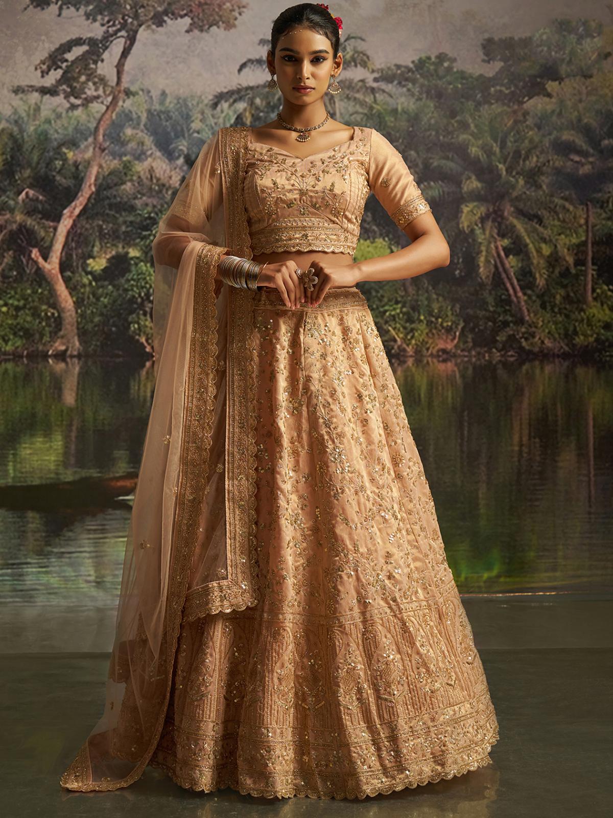 Peach Soft Net Designer Lehenga Choli