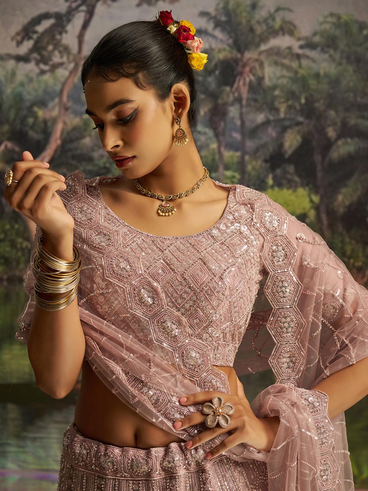 Mauve Soft Net Beautiful Lehenga Choli