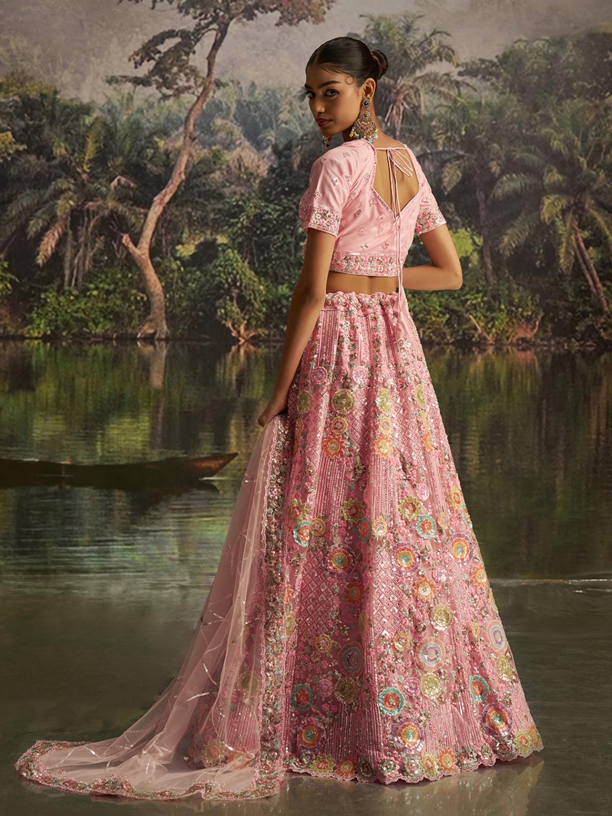 Pink Soft Net Designer Lehenga Choli