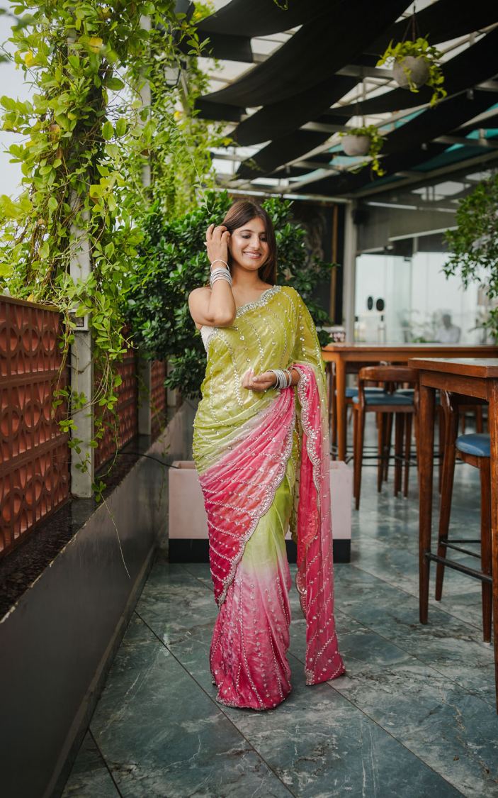 Mahendi Fendy Satin Wedding Saree