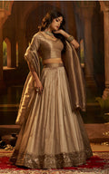 Brown Designer Lehenga Choli Set For Ring Ceremony