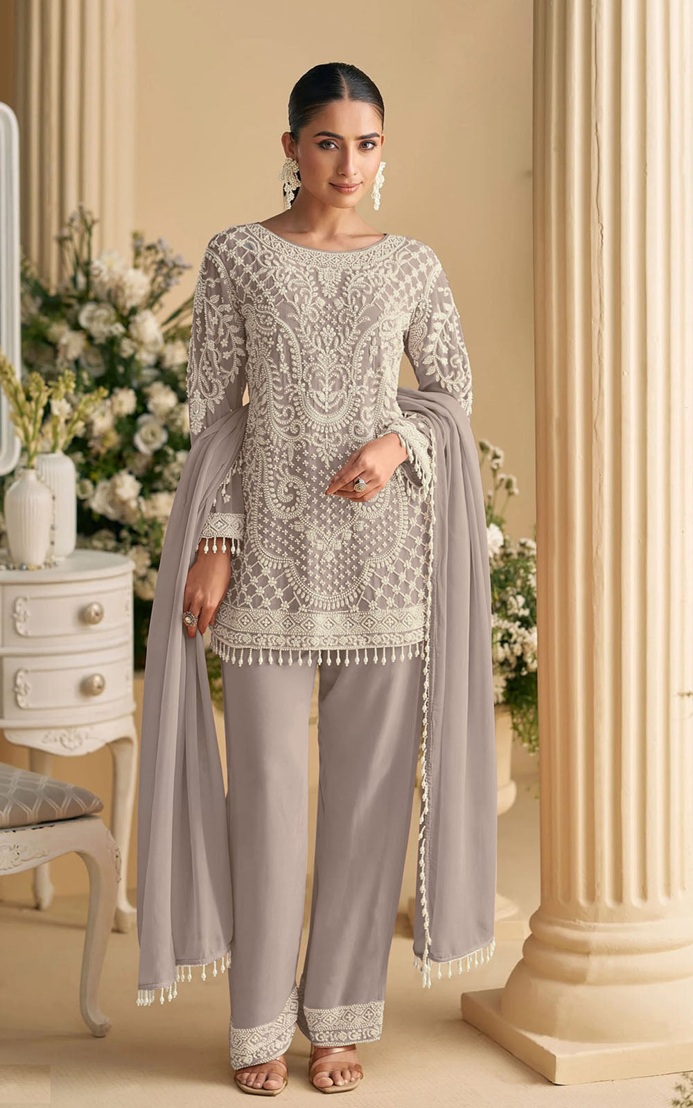 Georgette Party Wear Semi-Stitched Pakistani Suit with Dupatta