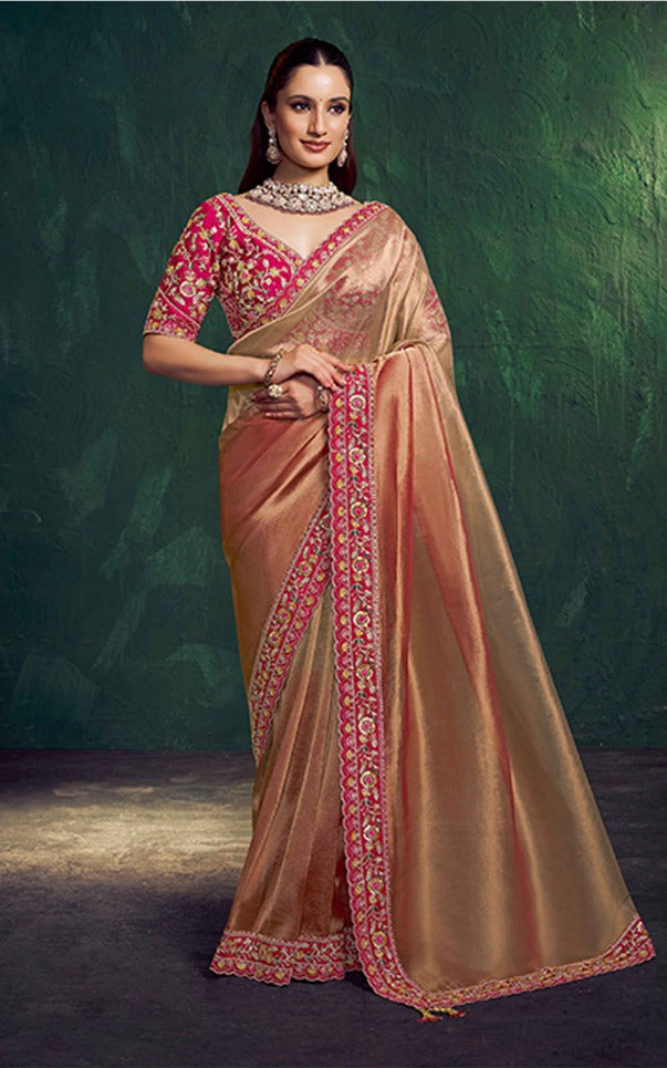 Designer Party Wear Fancy Saree with Stitched Blouse