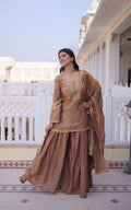 Fendi Crush Embroidered Kurti Sharara Set with Dupatta