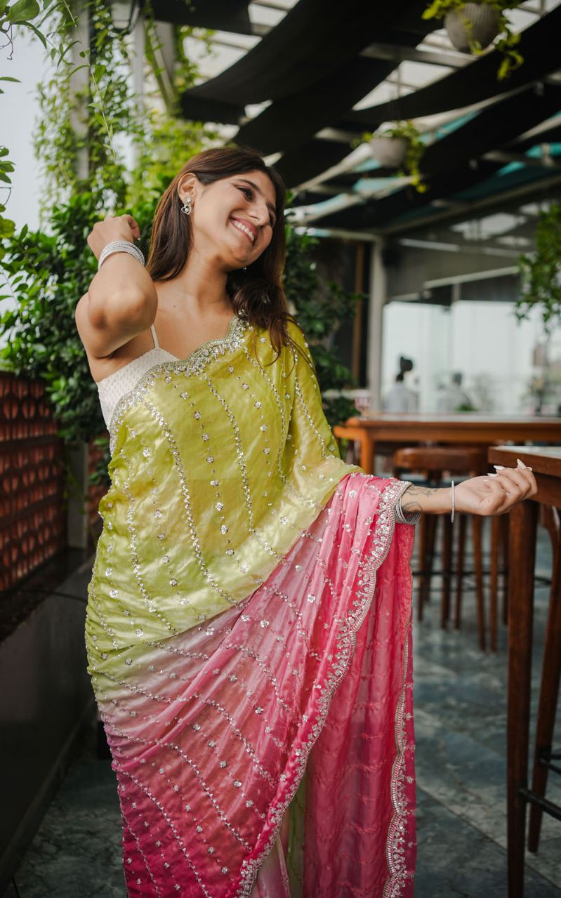 Mahendi Fendy Satin Wedding Saree