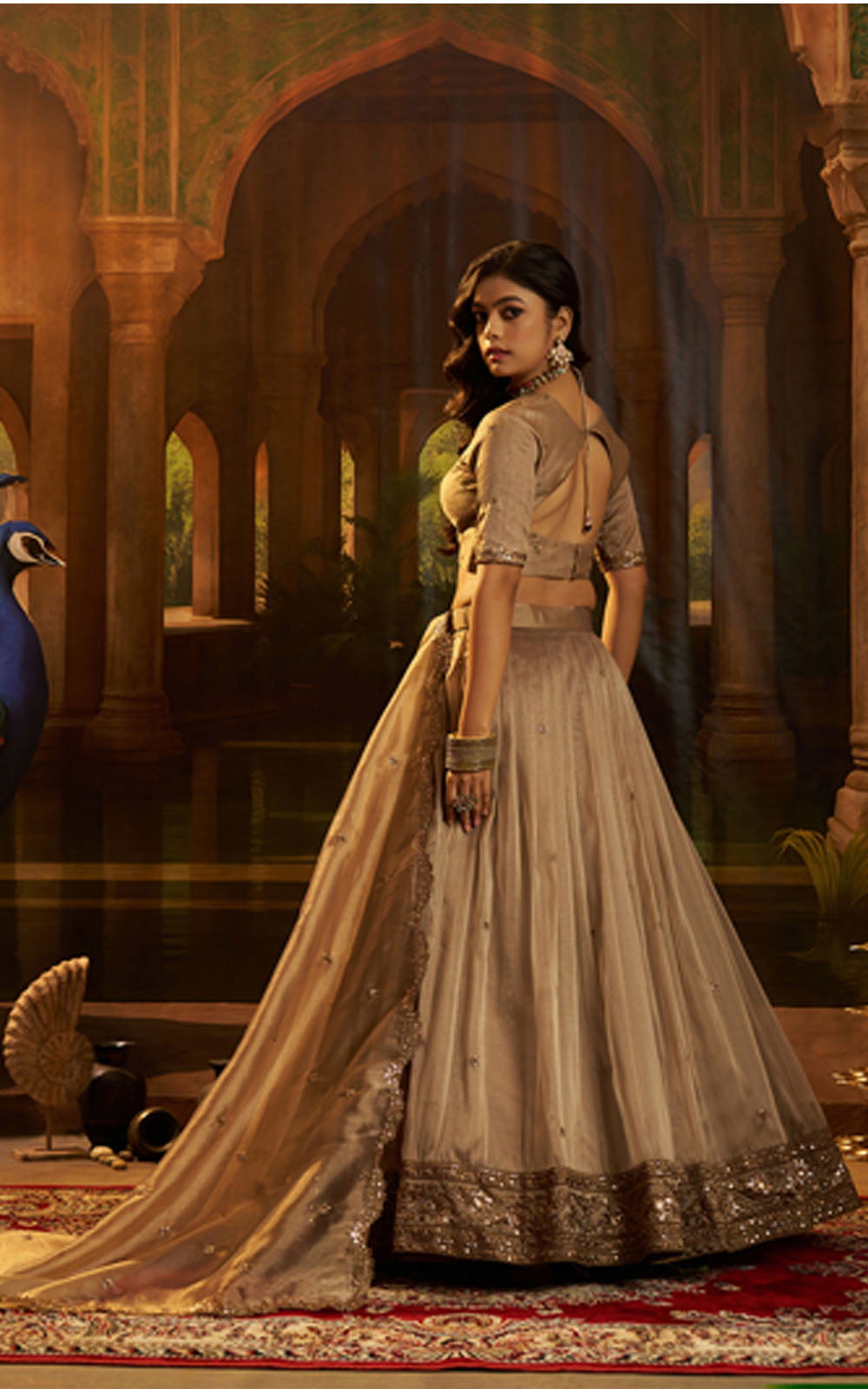 Brown Designer Lehenga Choli Set For Ring Ceremony