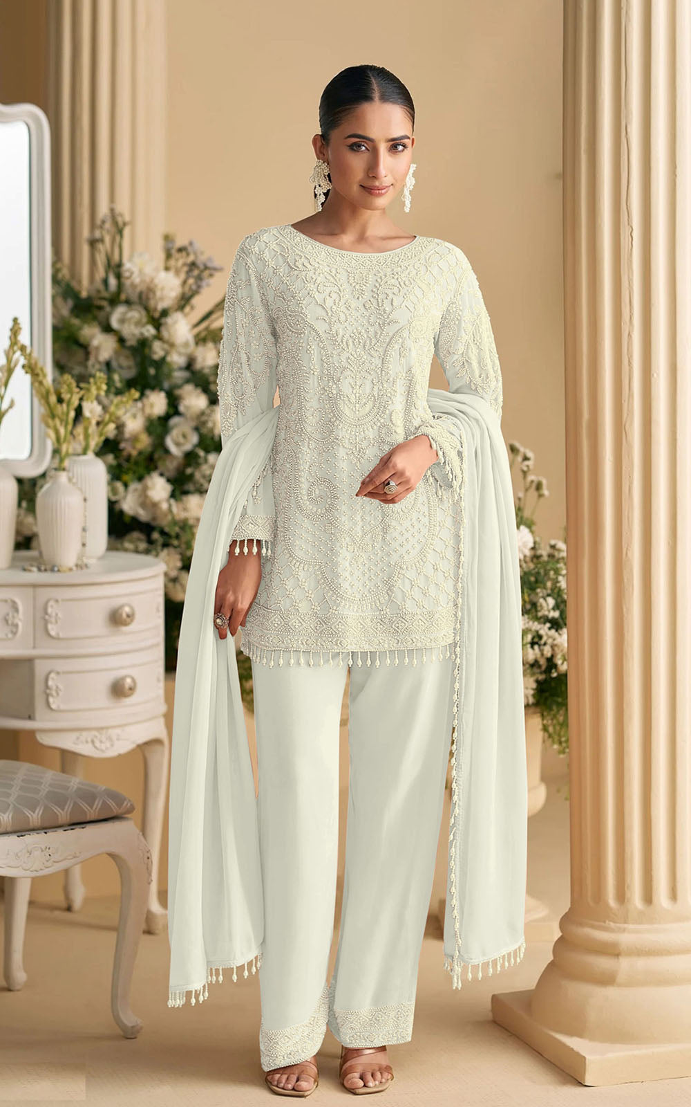 Georgette Party Wear Semi-Stitched Pakistani Suit with Dupatta