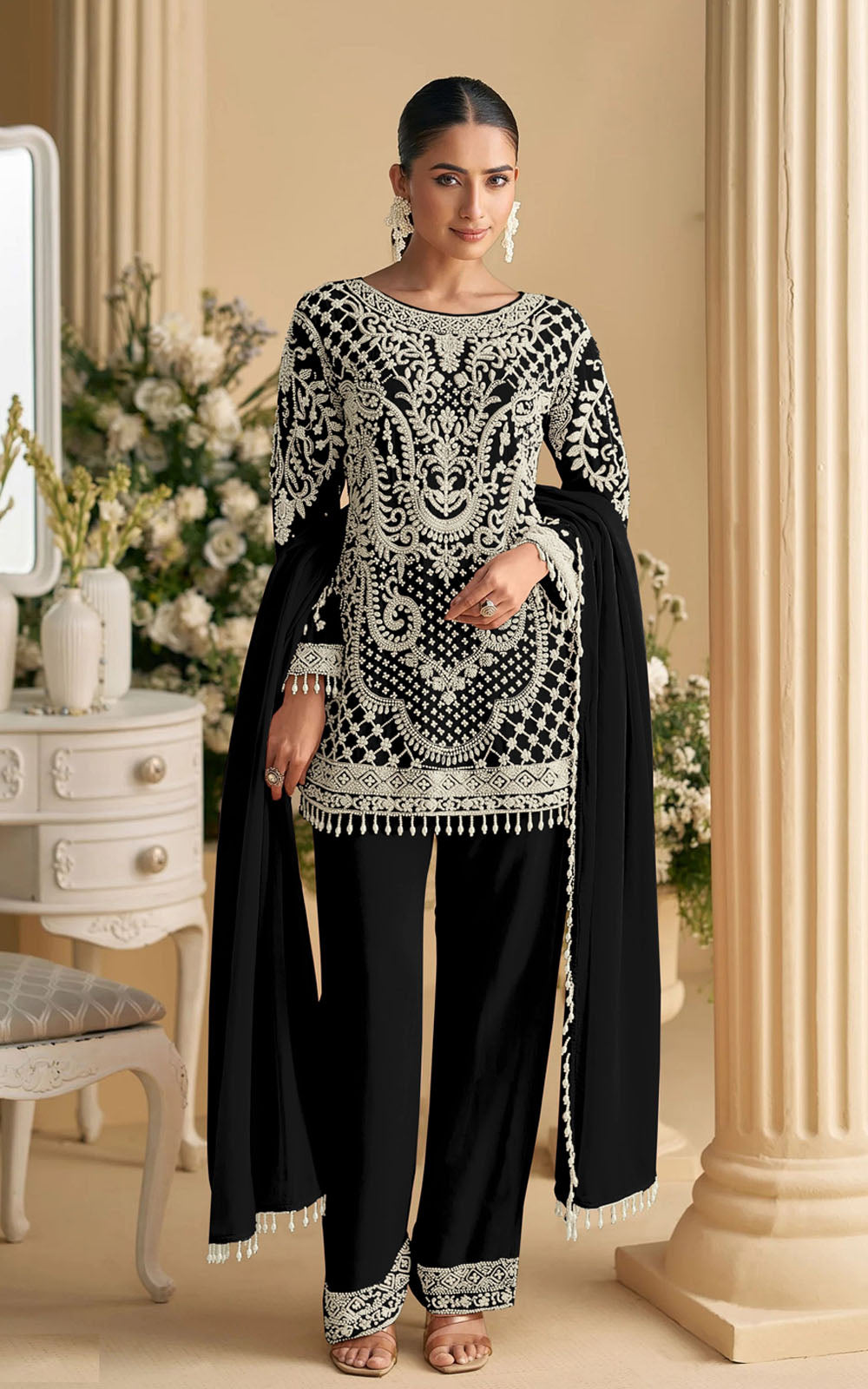 Georgette Party Wear Semi-Stitched Pakistani Suit with Dupatta