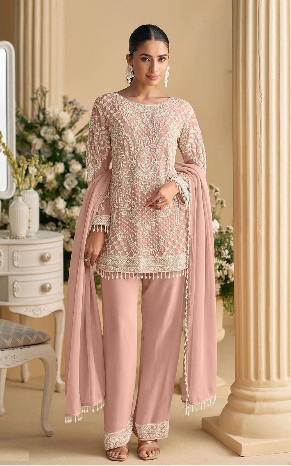 Georgette Party Wear Semi-Stitched Pakistani Suit with Dupatta