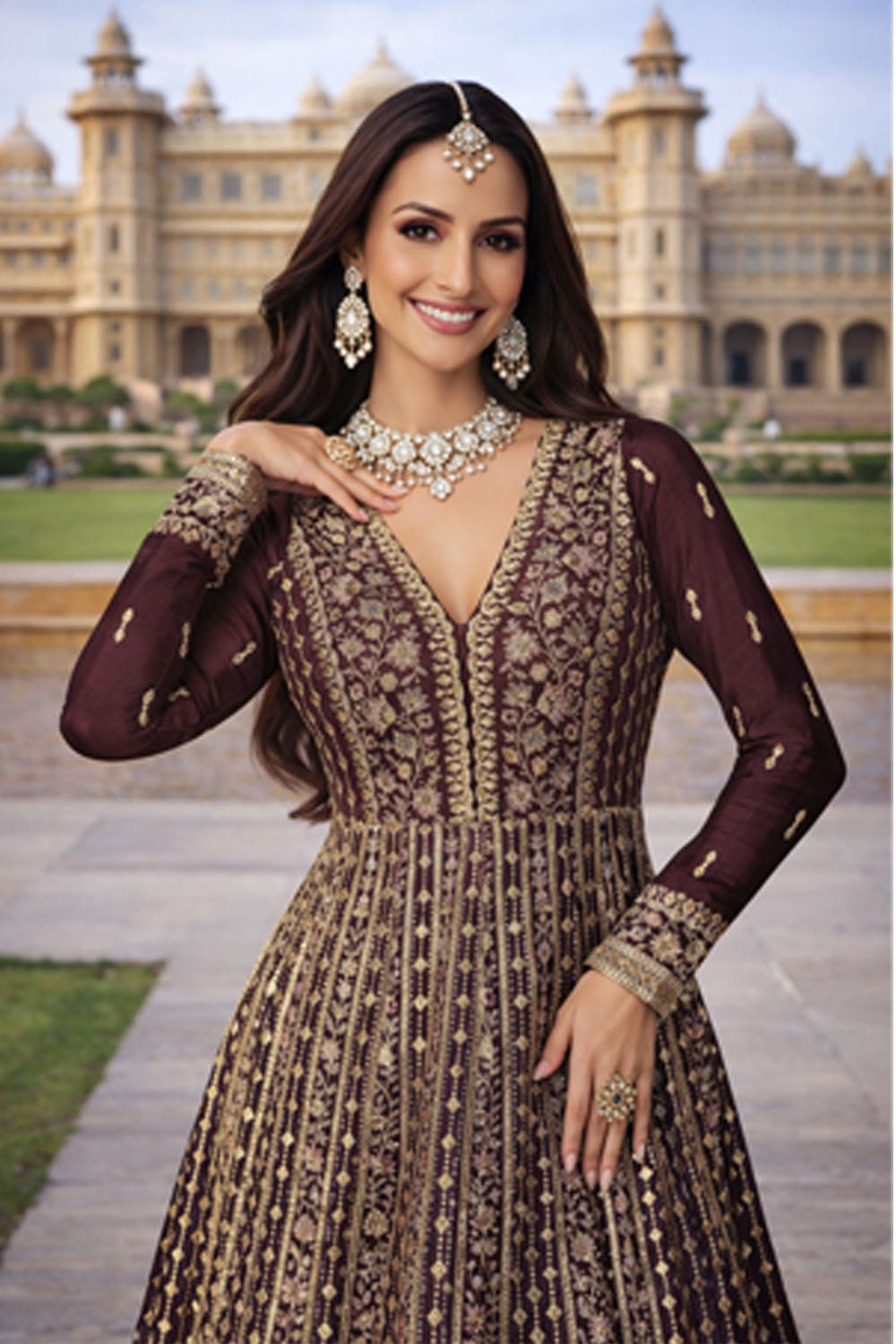 Chinon Silk Party Wear Anarkali Suit with Dupatta