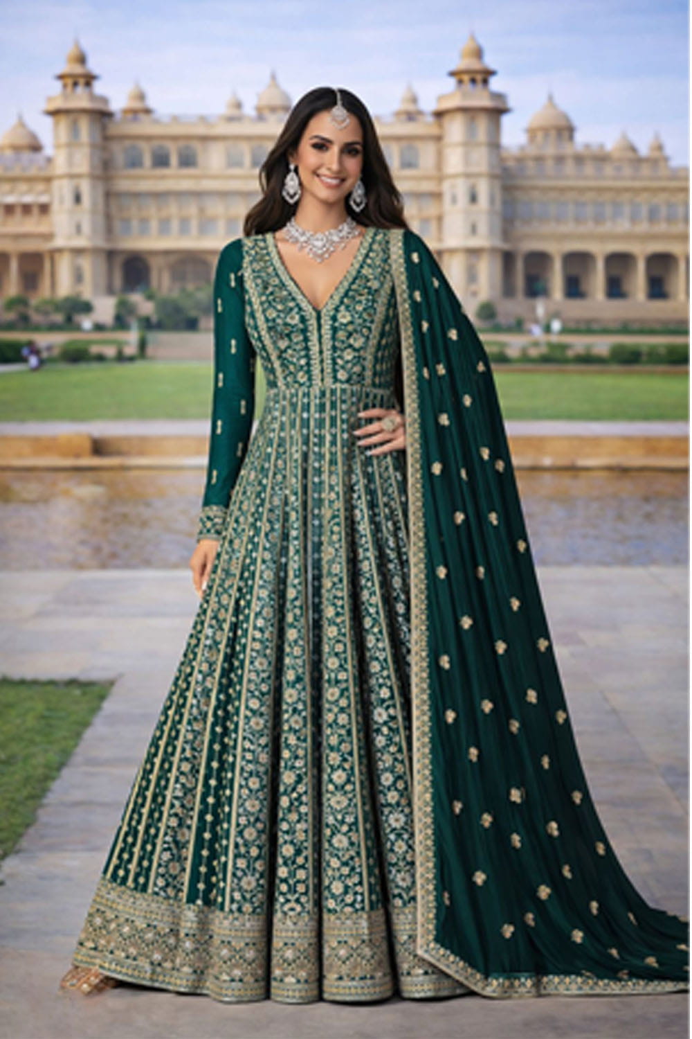 Chinon Silk Party Wear Anarkali Suit with Dupatta