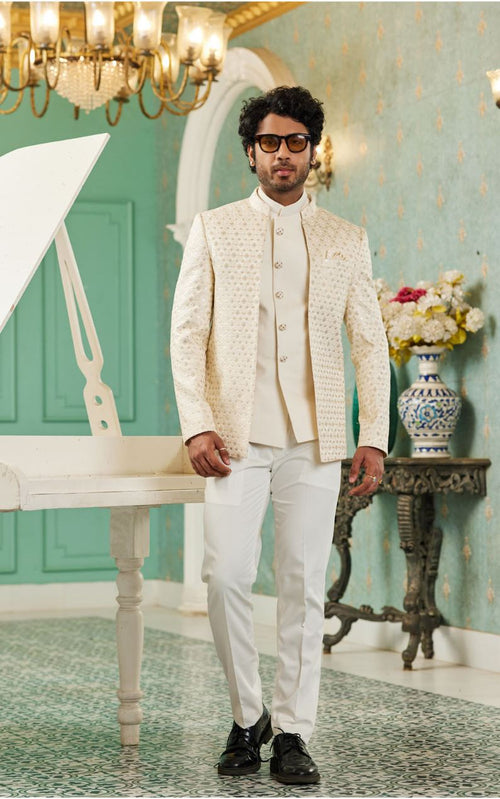 Cream Bandhgala Jodhpuri Suit