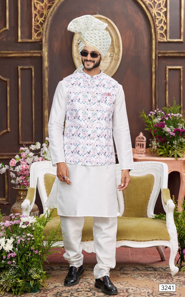 Multi Colour Kurta Pajama 3 Pcs Set