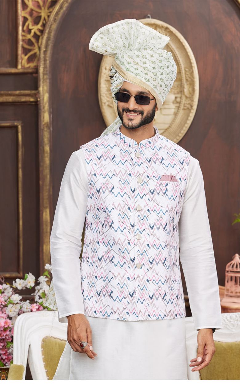 Multi Colour Art Silk Waist Coat