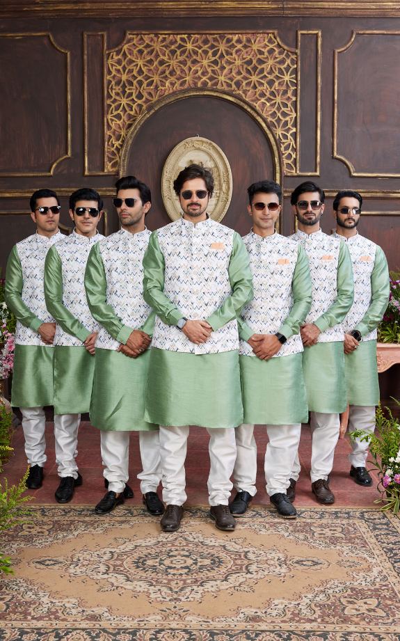 Multi Colour Kurta Pajama 3 Pcs Set