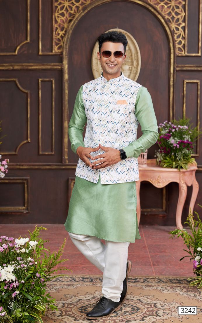 Multi Colour Kurta Pajama 3 Pcs Set