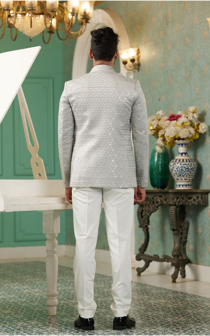 Grey Bandhgala Jodhpuri Suit