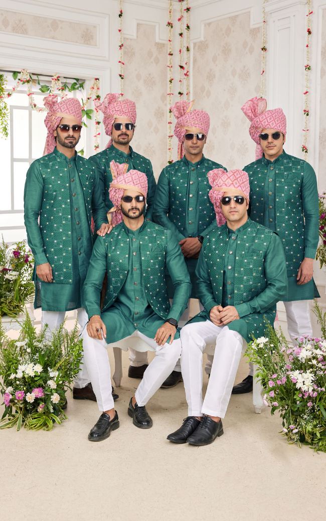 Green Kurta Pajama With Jacket