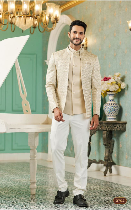 Beige Bandhgala Jodhpuri Suit