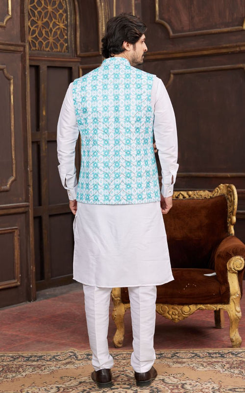 Blue Kurta Pajama 3 Pcs Set