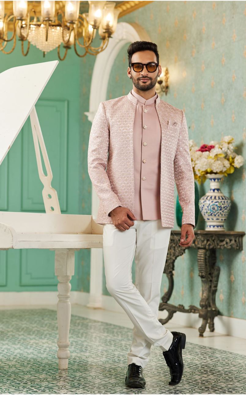 Onion Pink Bandhgala Jodhpuri Suit