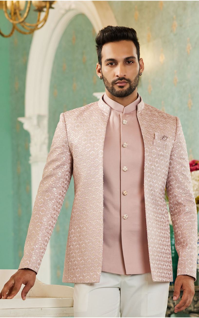 Onion Pink Bandhgala Jodhpuri Suit