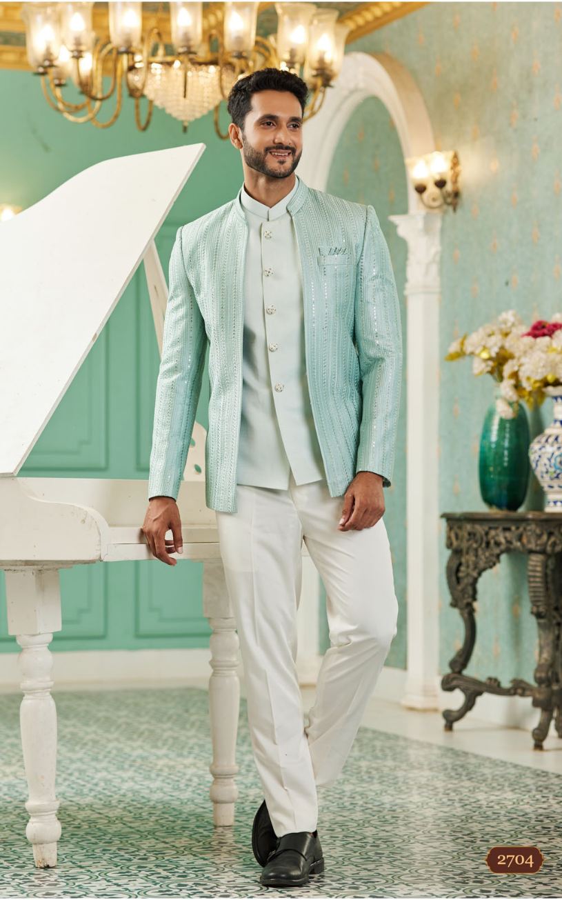 Pista Green Bandhgala Jodhpuri Suit