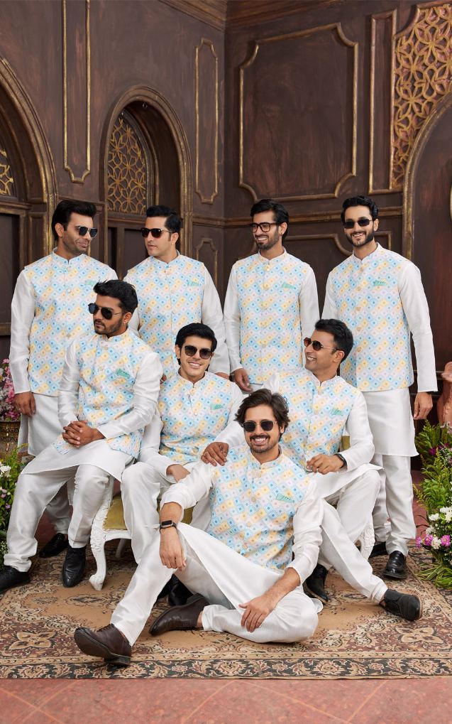Multi Colour Kurta Pajama 3 Pcs Set