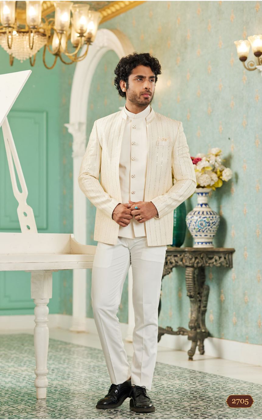Cream Bandhgala Jodhpuri Suit
