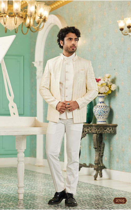 Cream Bandhgala Jodhpuri Suit