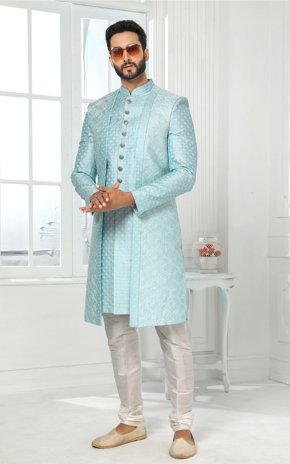 Sky Blue Indo-Western with Jacket