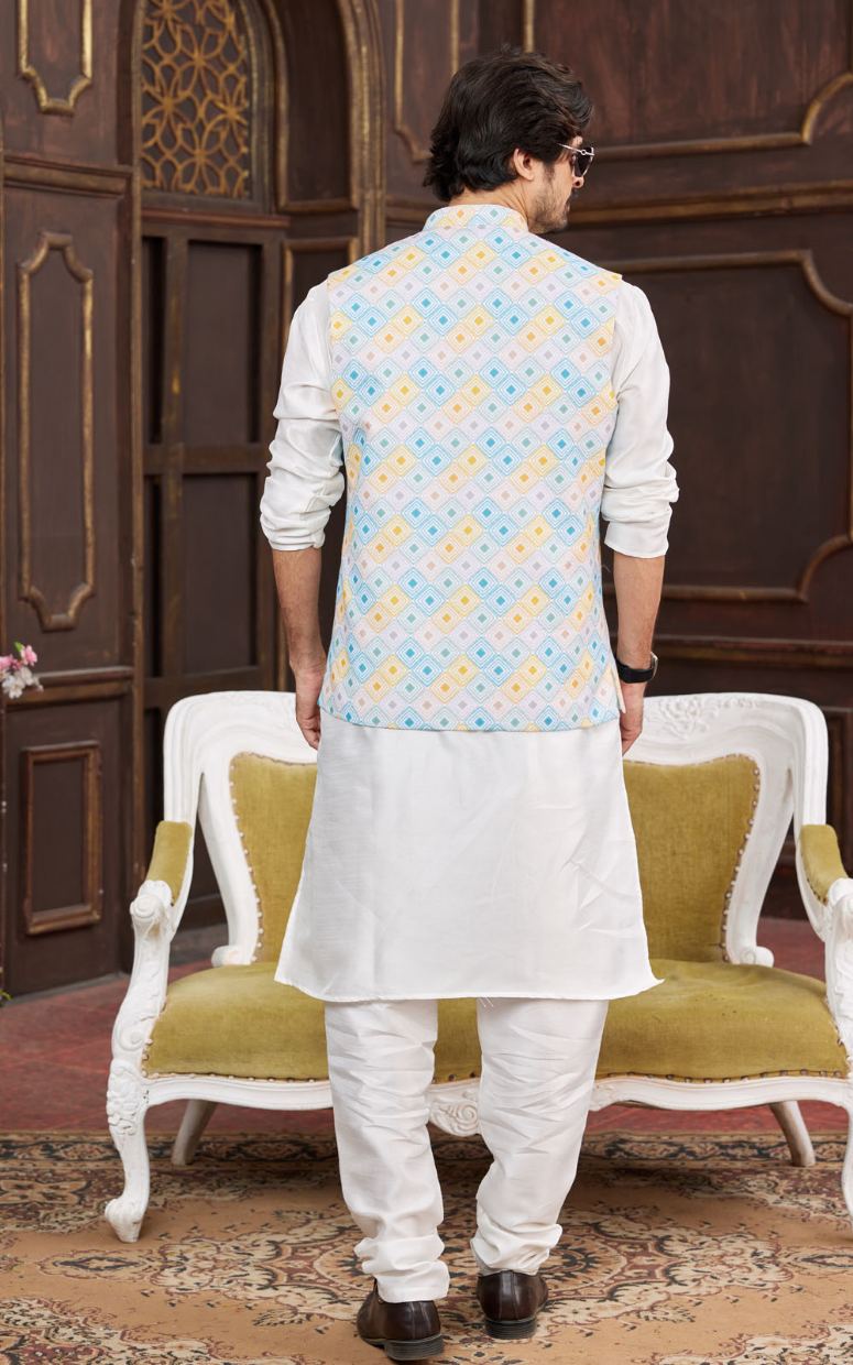 Multi Colour Kurta Pajama 3 Pcs Set