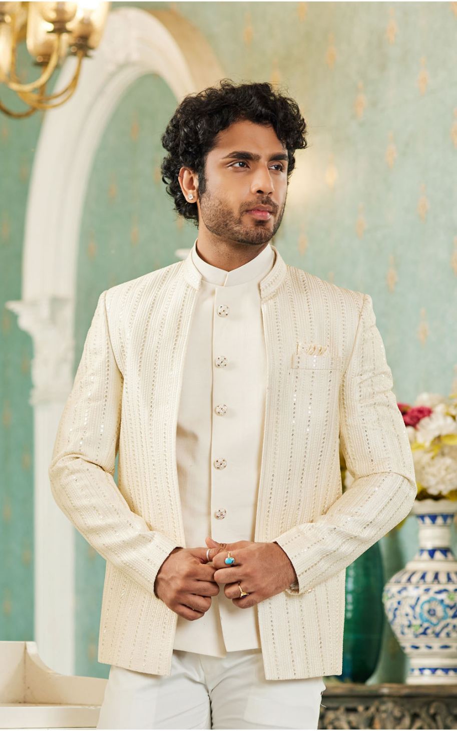 Cream Bandhgala Jodhpuri Suit