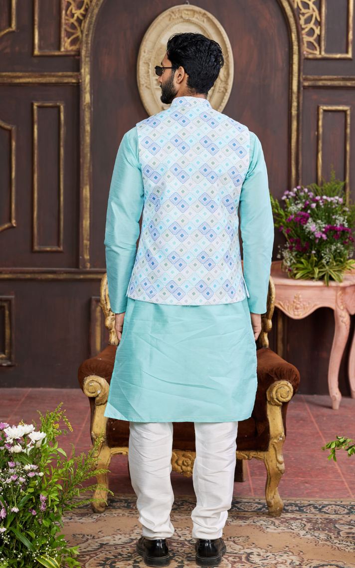 Multi Colour Kurta Pajama 3 Pcs Set