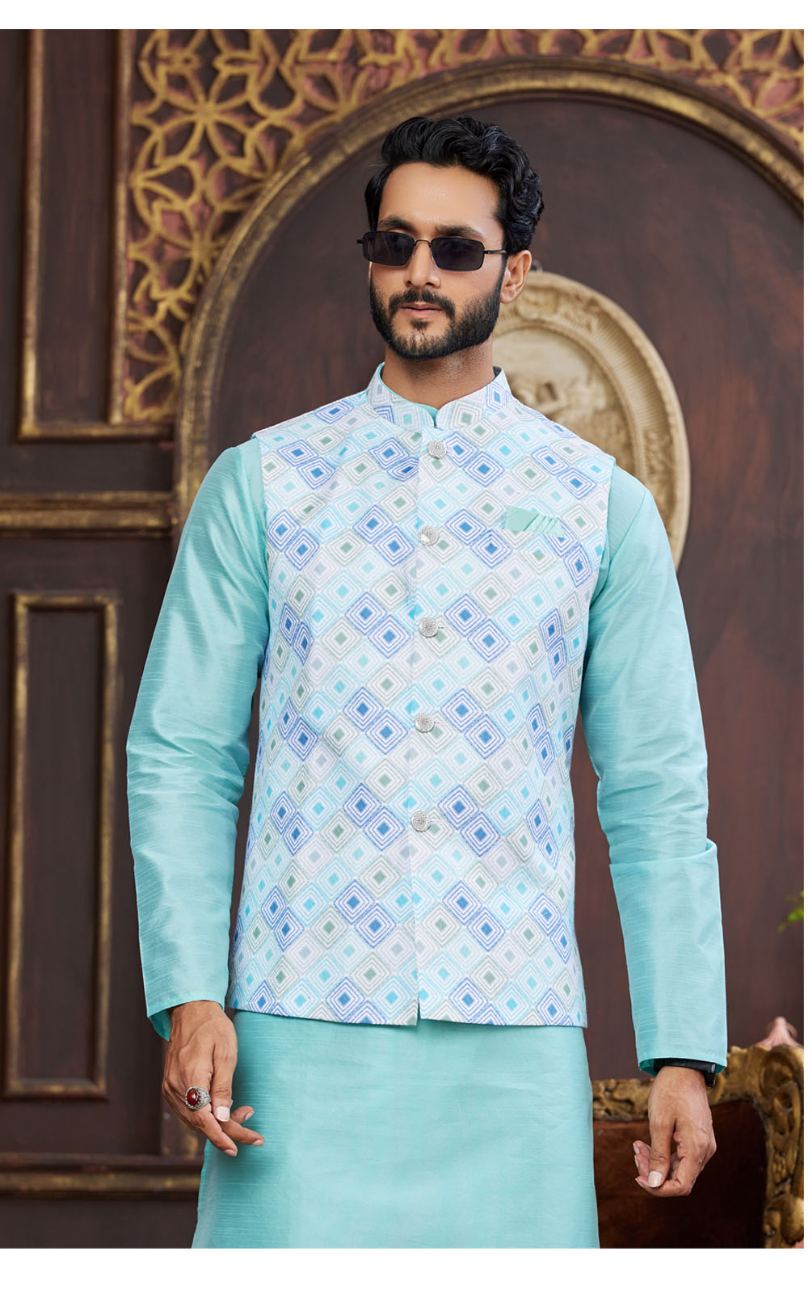 Multi Colour Art Silk Waist Coat