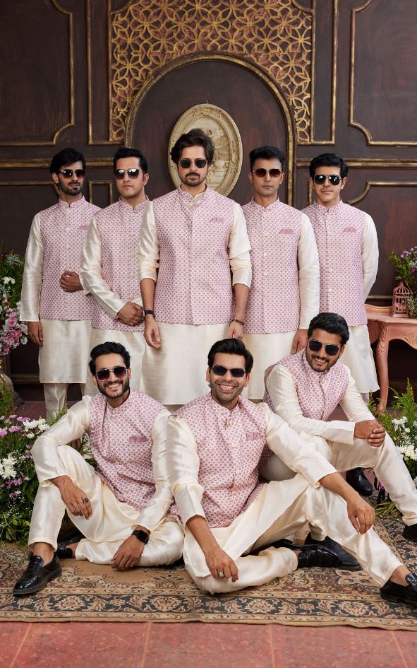 Cream Kurta Pajama 3 Pcs Set