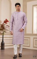 Light Purple Thread Work Art Silk Kurta