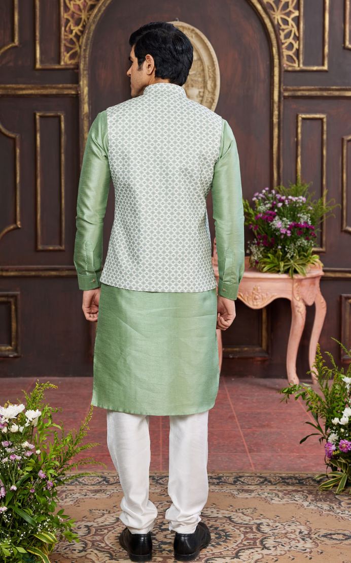 Green Kurta Pajama – 3 Piece Set for Men