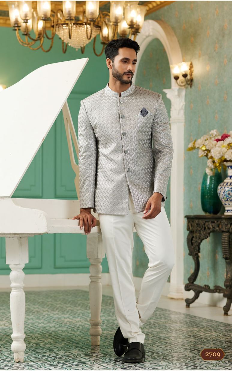 Grey Bandhgala Jodhpuri Suit