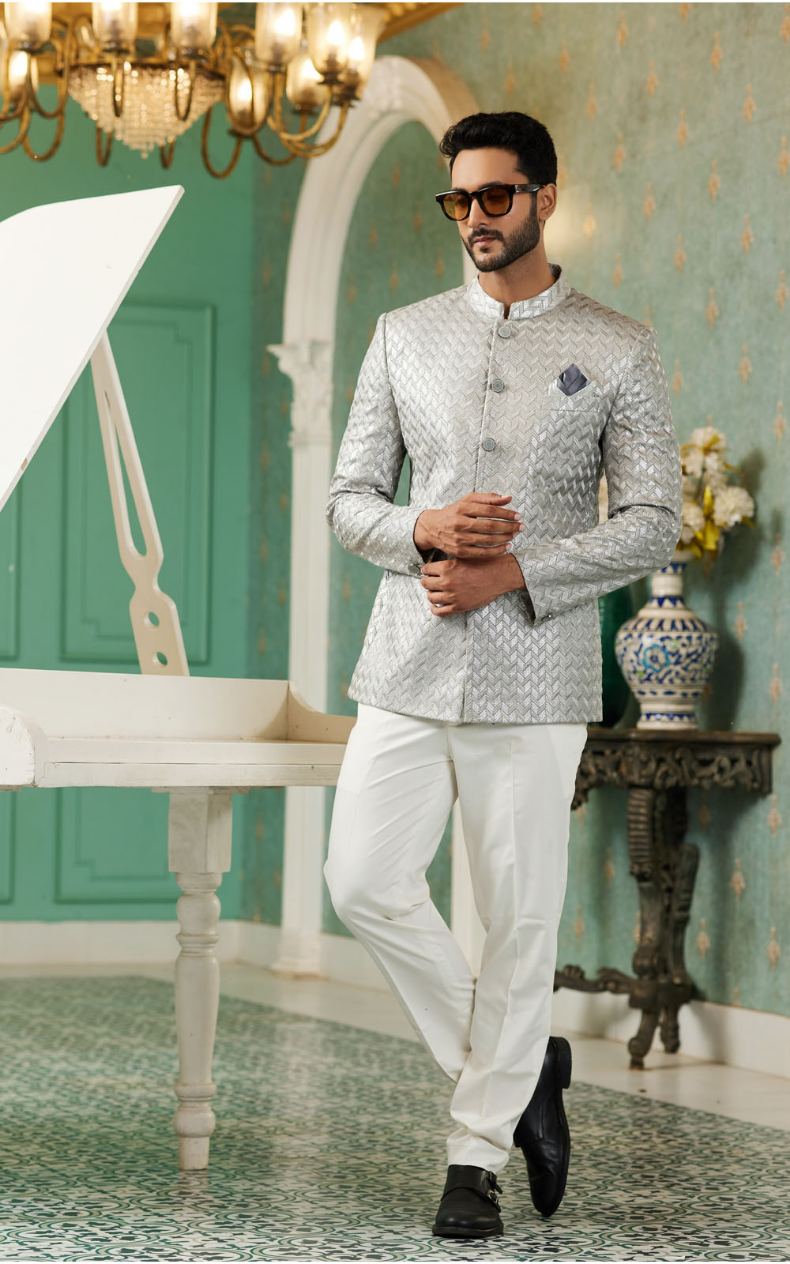 Grey Bandhgala Jodhpuri Suit