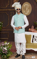 Green Kurta Pajama 3 Pcs Set