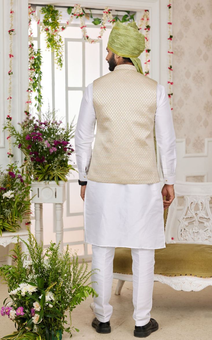 Off White Kurta Pajama With Jacket