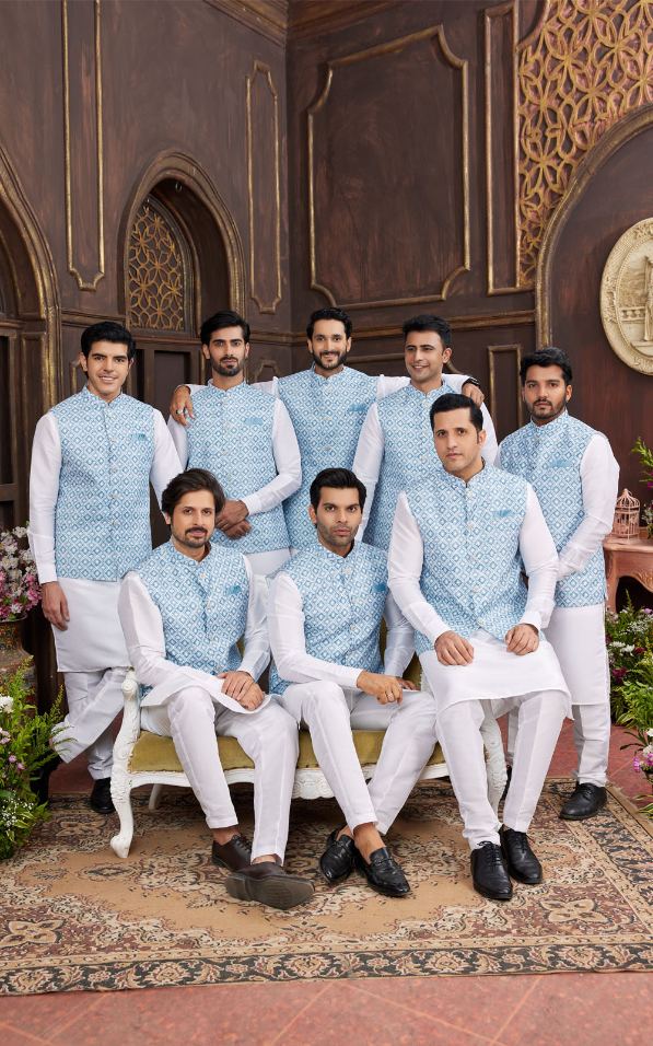 Blue Kurta Pajama 3 Pcs Set