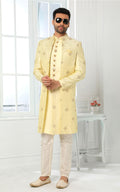 Light Yellow Indo-Western With Jacket 3 Pcs Set