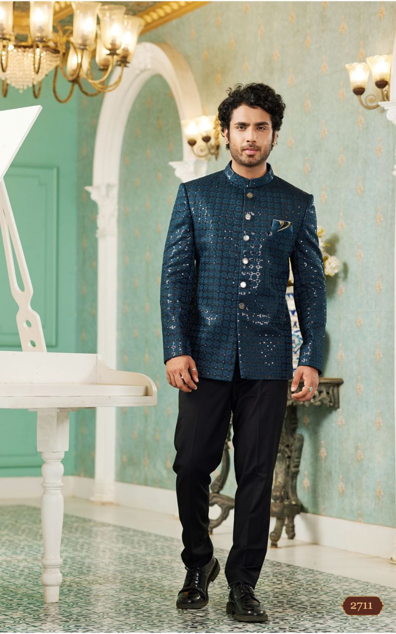 Teal Green Bandhgala Jodhpuri Suit