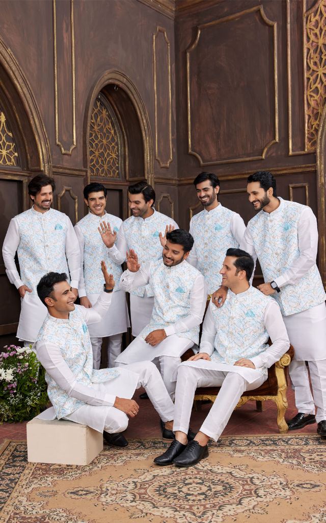 Blue Kurta Pajama 3 Pcs Set