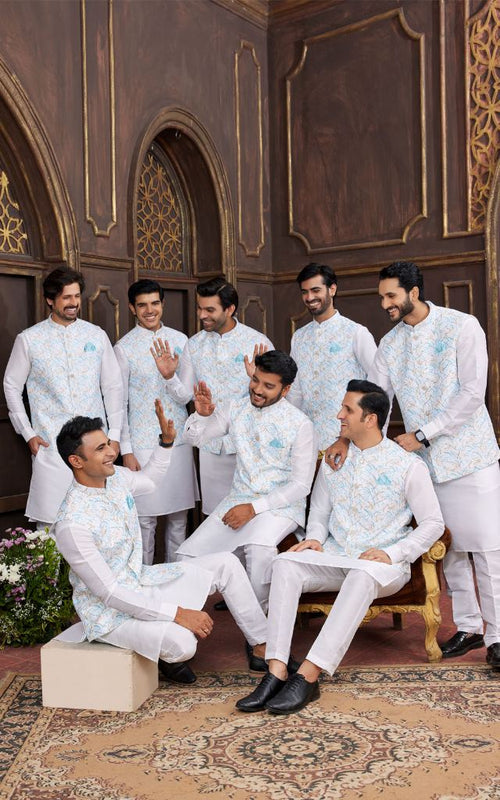 Blue Kurta Pajama 3 Pcs Set