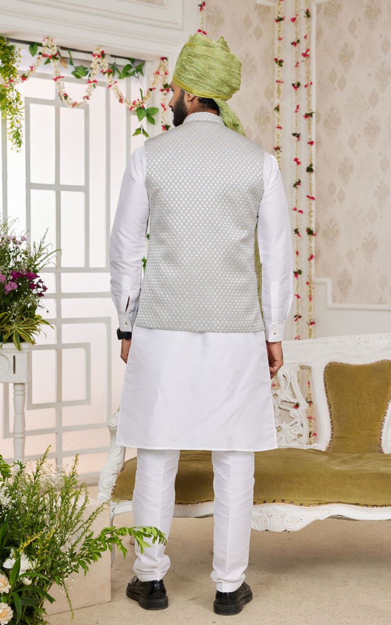 Grey Kurta Pajama With Jacket